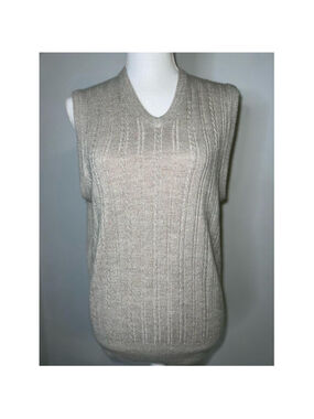 Women's Geoffrey Beene V-Neck Sweater Vest, Size S, Beige